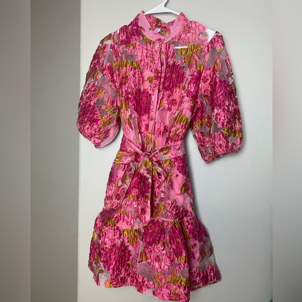 Chicwish Pink and Green Floral Mini Dress